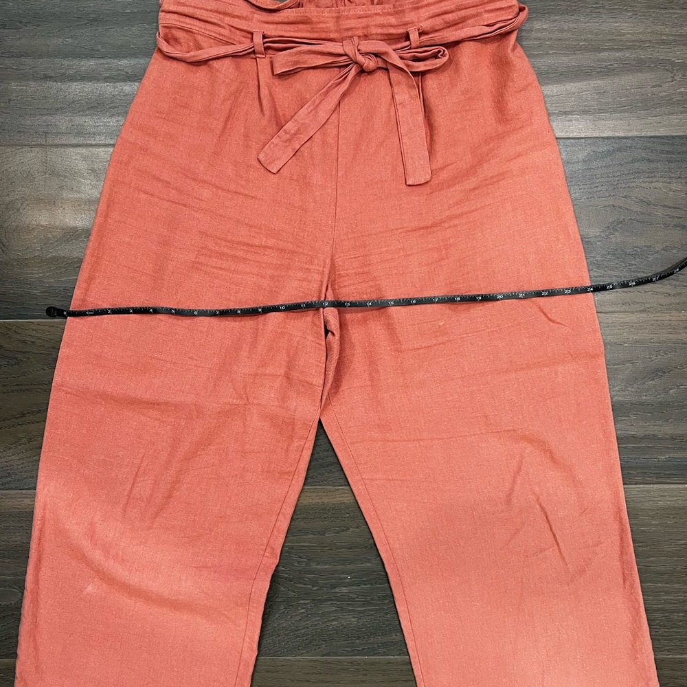 Monteau Rust Wide Leg Paperbag Tie-Waist Pants - Picture 9 of 13